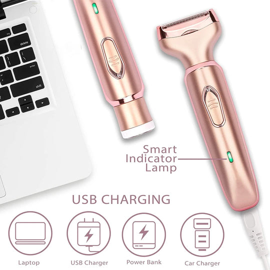 Professional 2 in 1 Women Epilator Electric Razor Hair Removal Painless Face Shaver Bikini Pubic Hair Trimmer Home Use Machine