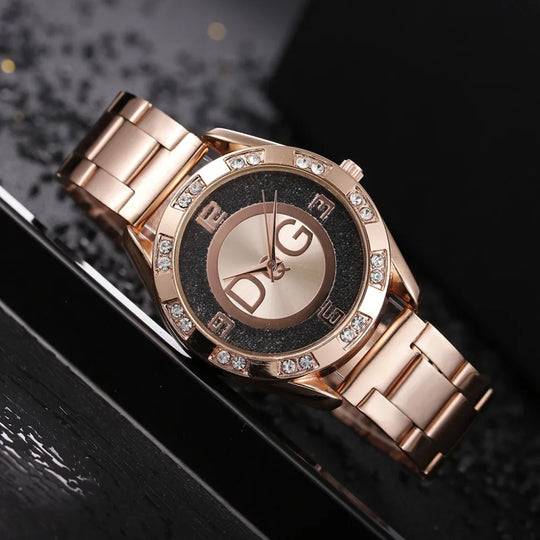 "New Women's Luxury Watch - Fashion Brand, Rhinestone-Embellished Stainless Steel, Quartz Ladies Wristwatch, Best Selling"