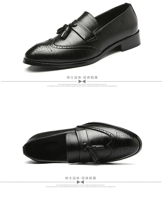 Big Size 37-48 Men Leather Loafers Brand Shoes Classic Tassel Brogue Mans Footwear Formal Shoes Casual Bullock Shoes 886