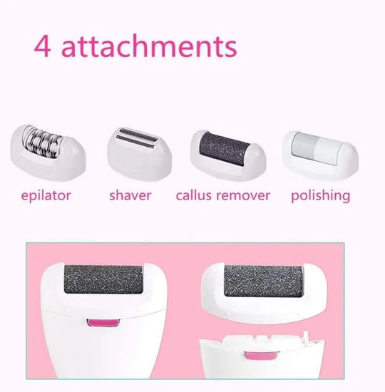 4 in 1 Electric Lady Epilator Cordless multi-function waterpoof hair removal device plucking pedicure device USB Rechargeable