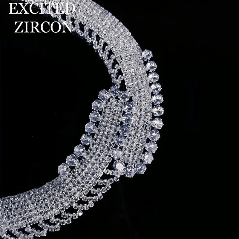 New Fashion Necklace Earrings Set Wedding Bride Bridesmaid Exquisite Luxury Jewelry Accessories Women Attending Banquet