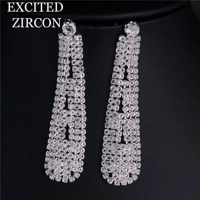 New Fashion Necklace Earrings Set Wedding Bride Bridesmaid Exquisite Luxury Jewelry Accessories Women Attending Banquet