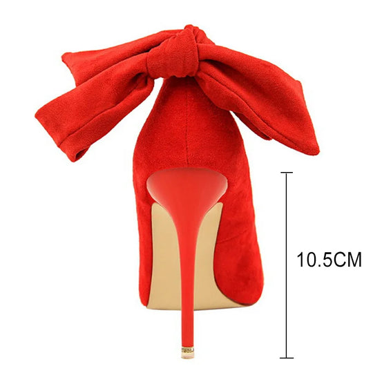 BIGTREE High Heels Suede Women Shoes Bow-knot Woman Pumps Stiletto Ladies Shoes Women Basic Pump