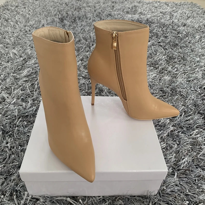 New Women Ankle Boots Sexy High Heels Designer Shoes For Women Motorcycle Boots Side Zipper Women's Ankle Botas Femininas