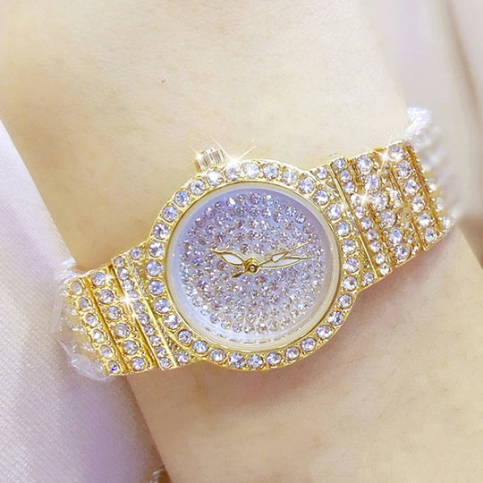 "BS 2024 Women's Watch - Famous Luxury Brand, Diamond-Embellished, Small Rose Gold Ladies Wristwatch Collection"      "