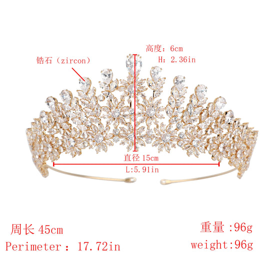 Shiny Bridal Jewelry Tiaras Large AAA Cubic Zirconia Water Drop Crown Crystal Headband Headband Crown Wedding Hair Accessory