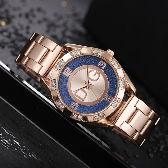 "New Women's Luxury Watch - Fashion Brand, Rhinestone-Embellished Stainless Steel, Quartz Ladies Wristwatch, Best Selling"