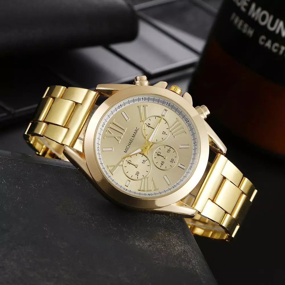 "2024 New Luxury Women's Watches - Gold and Silver Stainless Steel, Fashion Brand, Roman Dial, Quartz Movement, Ideal Gift"