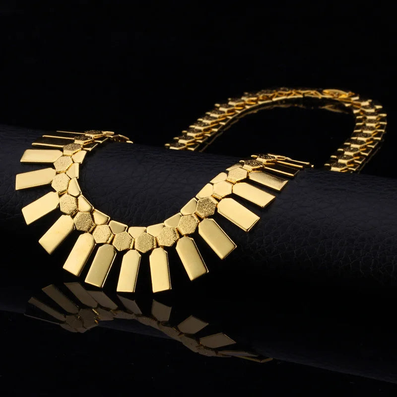 Gold Color Earring Necklace 2pcs/set Women Geometry Charms Luxury Fashion,  Costume Jewelry