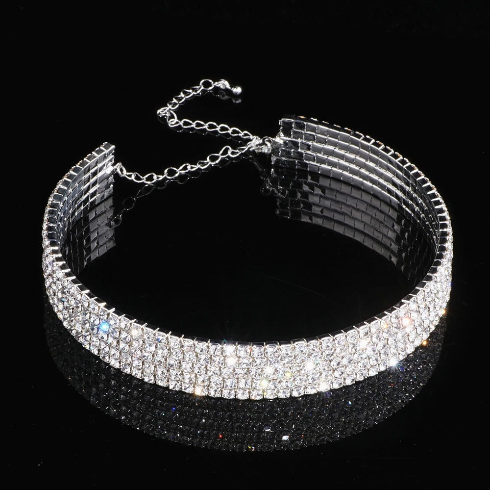 2024 Classic Elegant Tassel Crystal Bridal Jewelry Sets African Rhinestone Wedding Necklace Earrings Bracelet Sets