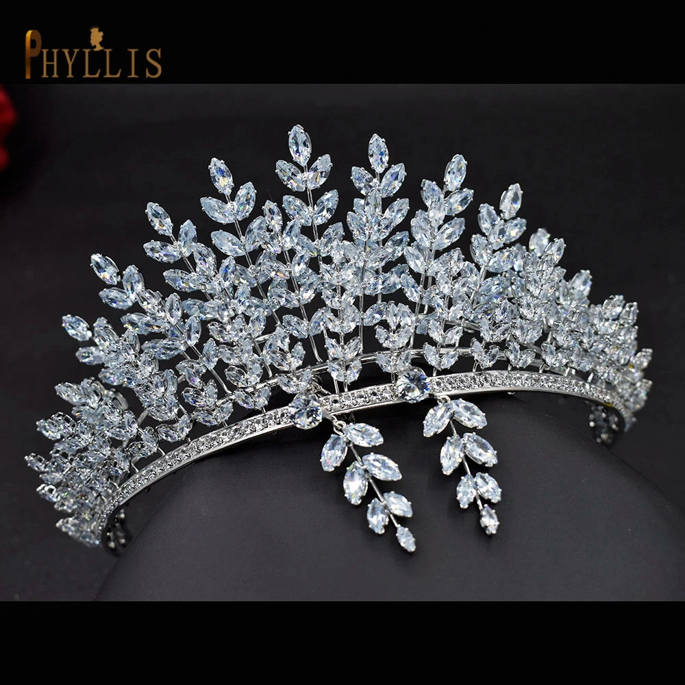 Luxury Wedding Crown Earring Set Women Hair Ornaments Hairband Bridal Tiara Charms Queen Hairwear Engagement Hair Jewelry