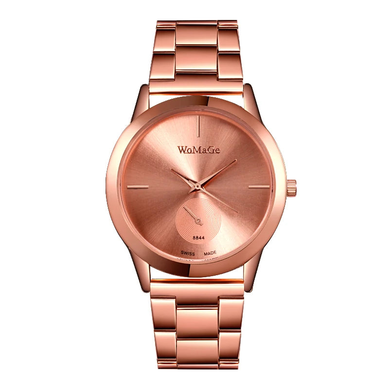 " Luxury Gold Women's Watches - Fashionable Stainless Steel Quartz, Elegant Ladies Timepieces"