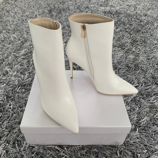 New Women Ankle Boots Sexy High Heels Designer Shoes For Women Motorcycle Boots Side Zipper Women's Ankle Botas Femininas