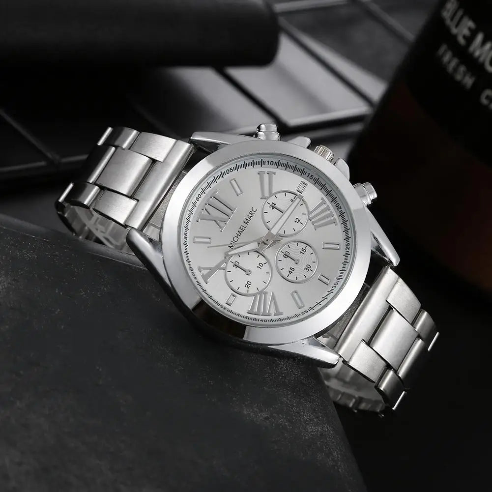 "2024 New Luxury Women's Watches - Gold and Silver Stainless Steel, Fashion Brand, Roman Dial, Quartz Movement, Ideal Gift"