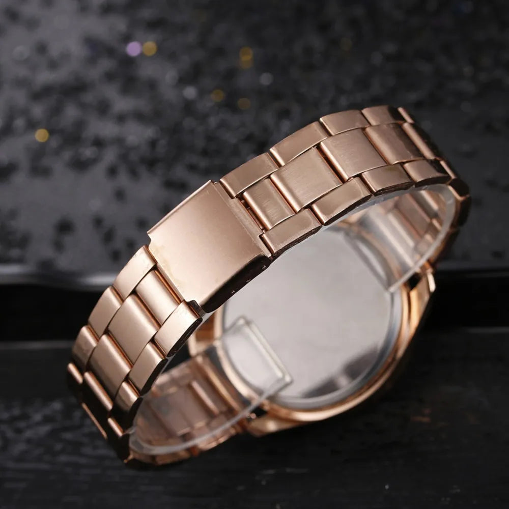 "New Women's Luxury Watch - Fashion Brand, Rhinestone-Embellished Stainless Steel, Quartz Ladies Wristwatch, Best Selling"