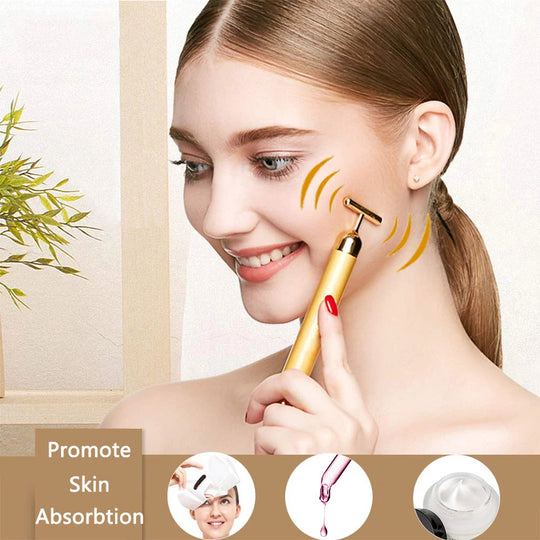 Multi-function Beauty Care Device 24k Facial Massage Stick Roller 3D Golden Energy Bar Vibrating Massager for Beauty Tool