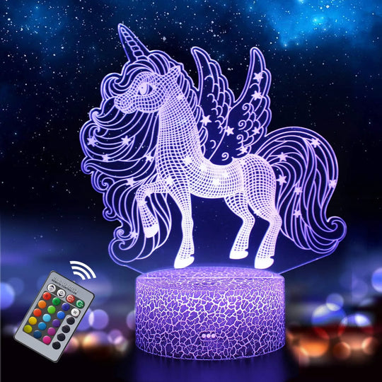 Unicorn 3D LED Night Light for Kids, 16 Color Changing Lamp with Remote, Perfect Gift