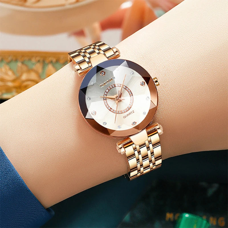 "2024 Ladies' Fashion Watch - Luxury Brand Quartz, Feminine Design, Elegant Female Timepiece"