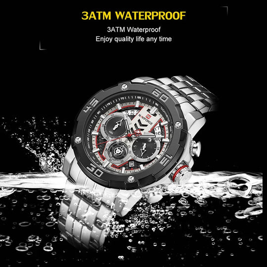 NAVIFORCE Men Watch Luminous Quartz Mens Watch Stainless Steel Sport Chronograph Watch