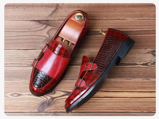 Men's Classic Crocodile Grain Microfiber Leather Casual Shoes Mens Buckle Party Wedding Loafers Moccasins Men Driving Flats