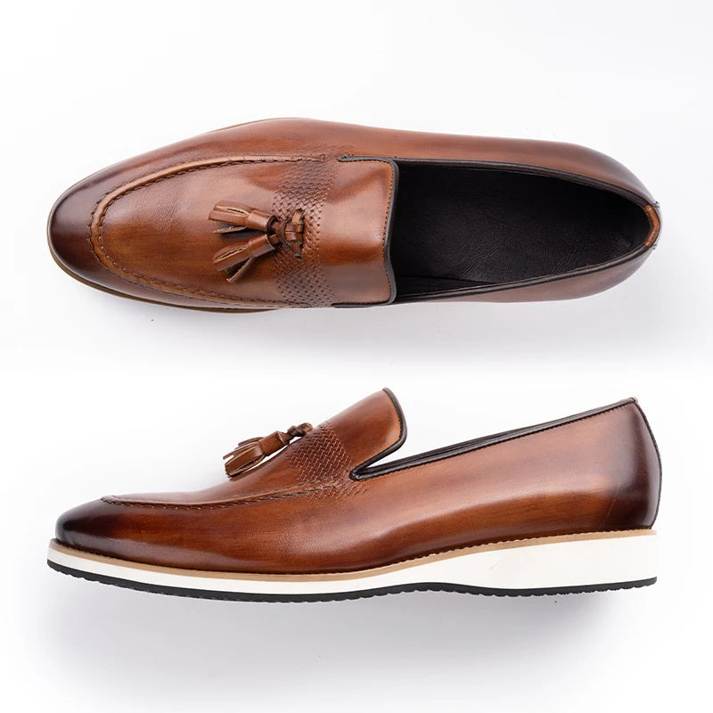 Men's Slip on British Style Leather Loafers Casual Dress Shoes for Men