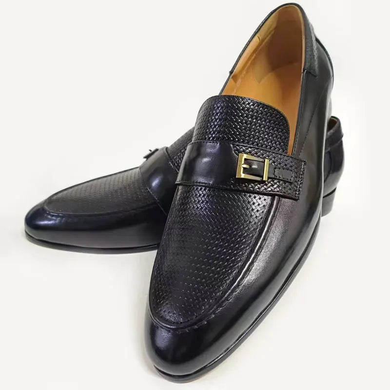 "Exquisite British Buckle Retro Formal Loafers: Classic Slip-Ons for Men, Ideal for Daily Casual and Formal Wear"