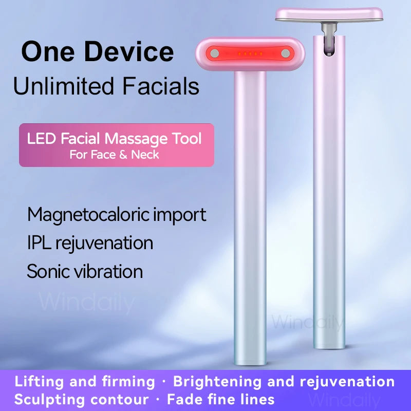 "4-in-1 EMS Microcurrent Facial Wand: Vibration, Warm Red Light Face & Neck Lifting, Skin Tightening, and Eye Massager Device"