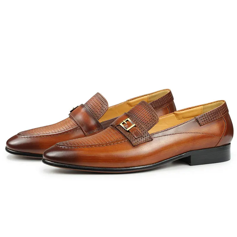 "Exquisite British Buckle Retro Formal Loafers: Classic Slip-Ons for Men, Ideal for Daily Casual and Formal Wear"