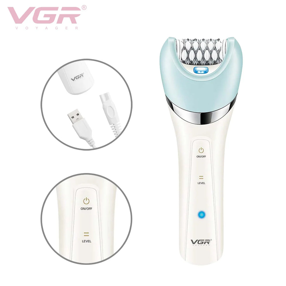 VGR Electric Women Epilator Female Shaver Leg Body Hair Removal Lip Chin Depilatory Lady Bikini Trimmer Facial Hair Remover