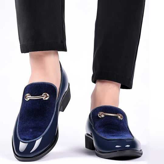 Men's Dress Shoe Elegant Italian  Slip on Loafers Male Point Toe Velvet Shoes