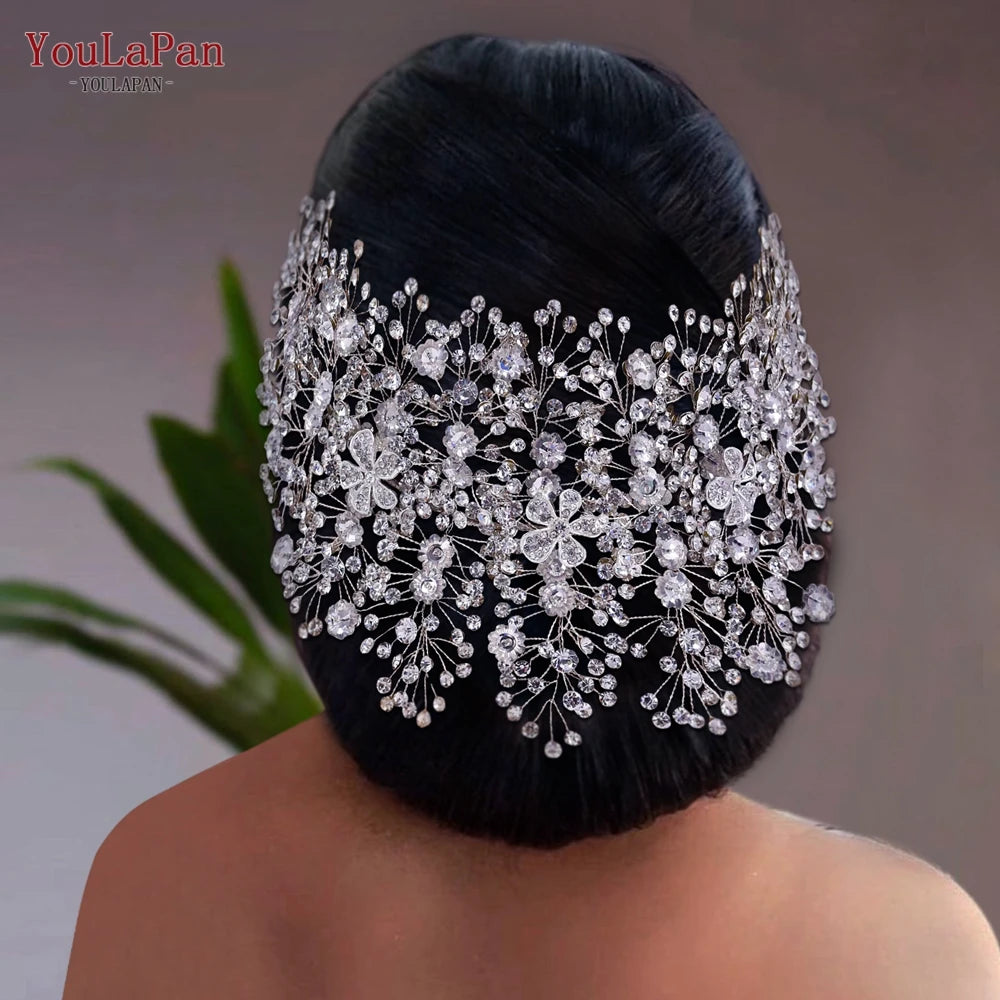 Bridal Tiara Crystal Wedding Crown Hair Accessories Luxury Bride Headdress Alloy Flower Headband Pageant Headwear