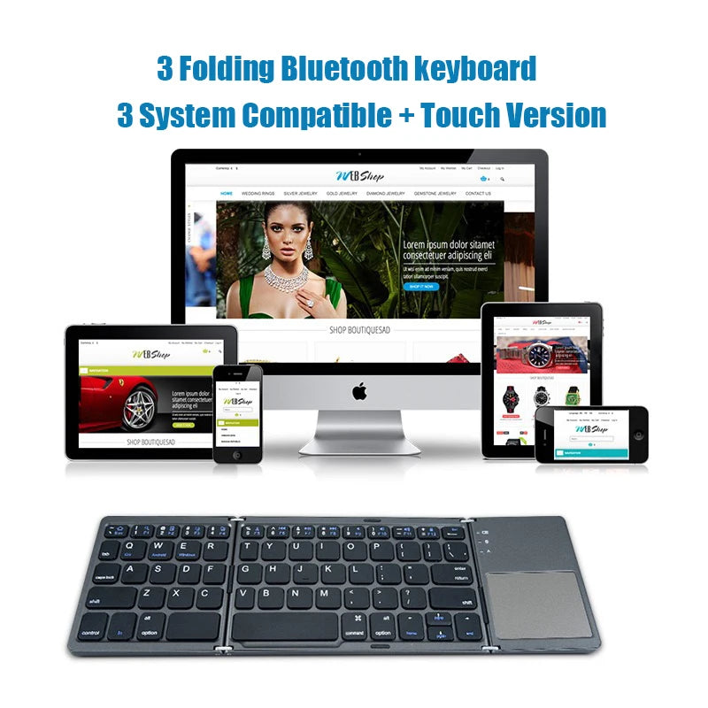 "Bluetooth Foldable Keyboard with Touchpad: Multi-Function Mini Keyboard for Windows, Android, iOS Phones"