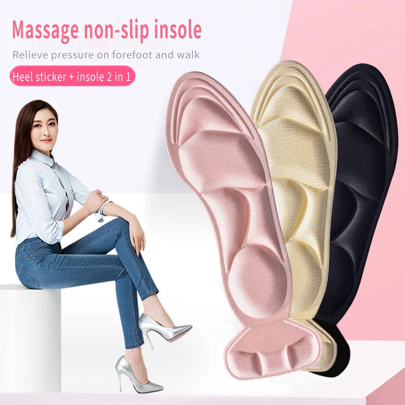 2 Pcs Memory Foam Insole Pad Inserts Heel Post Back Breathable Anti-slip for Women High Heel Shoe New Shoe Arch Support Insoles