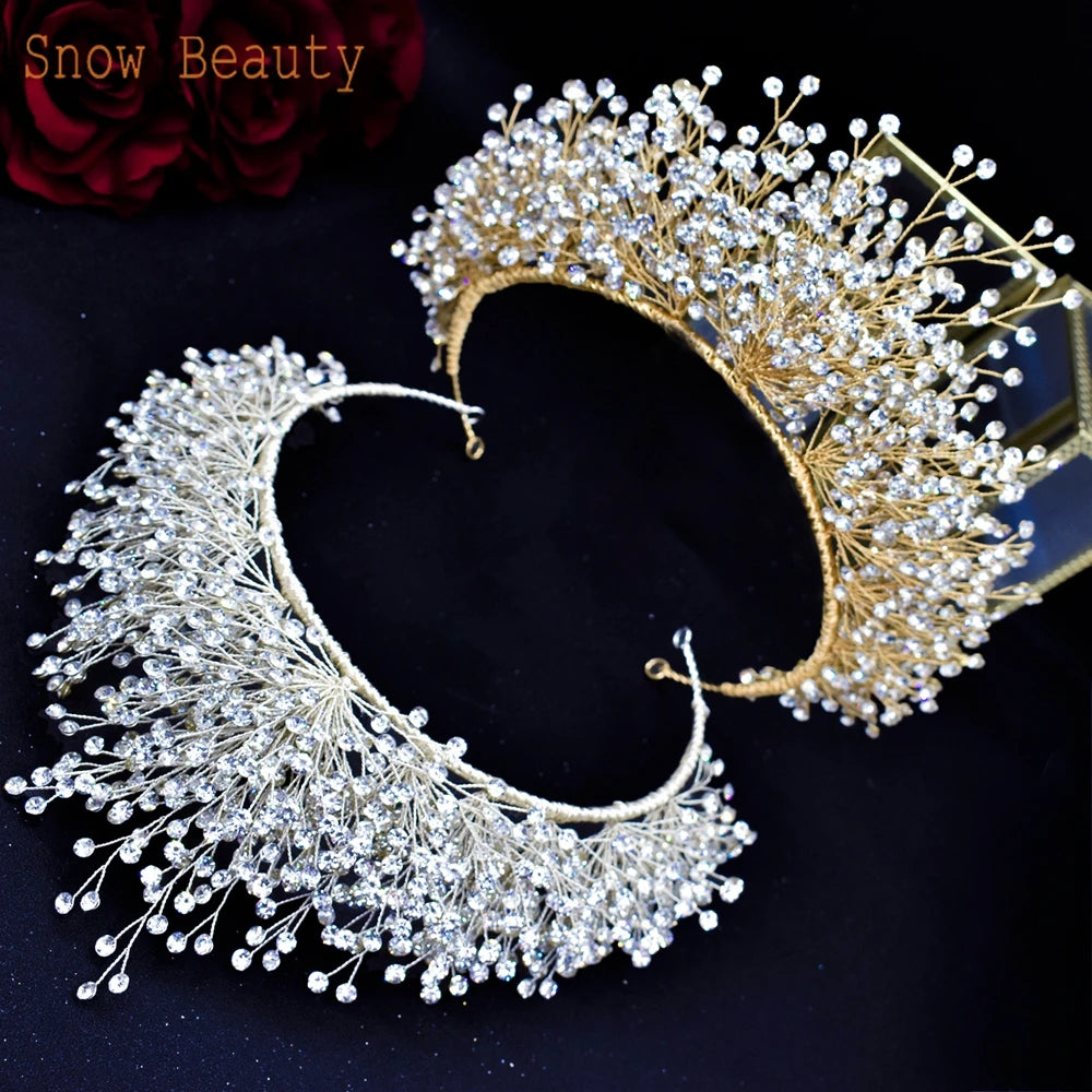 Luxury Wedding Crown Rhinestone Bridal Headpiece Handmade Bridal Hair Accessories Party Tiaras And Crown Women Hair Jewelry