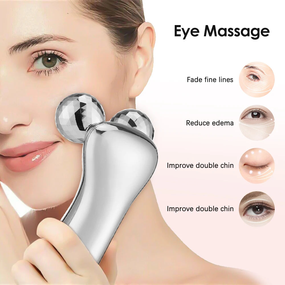 4D Roller Facial Lifting Tool: EMS Microcurrent Pulse Massager for Neck & Face - Wrinkle Reduction, Dark Circle Removal, and Eye Care Beauty Device