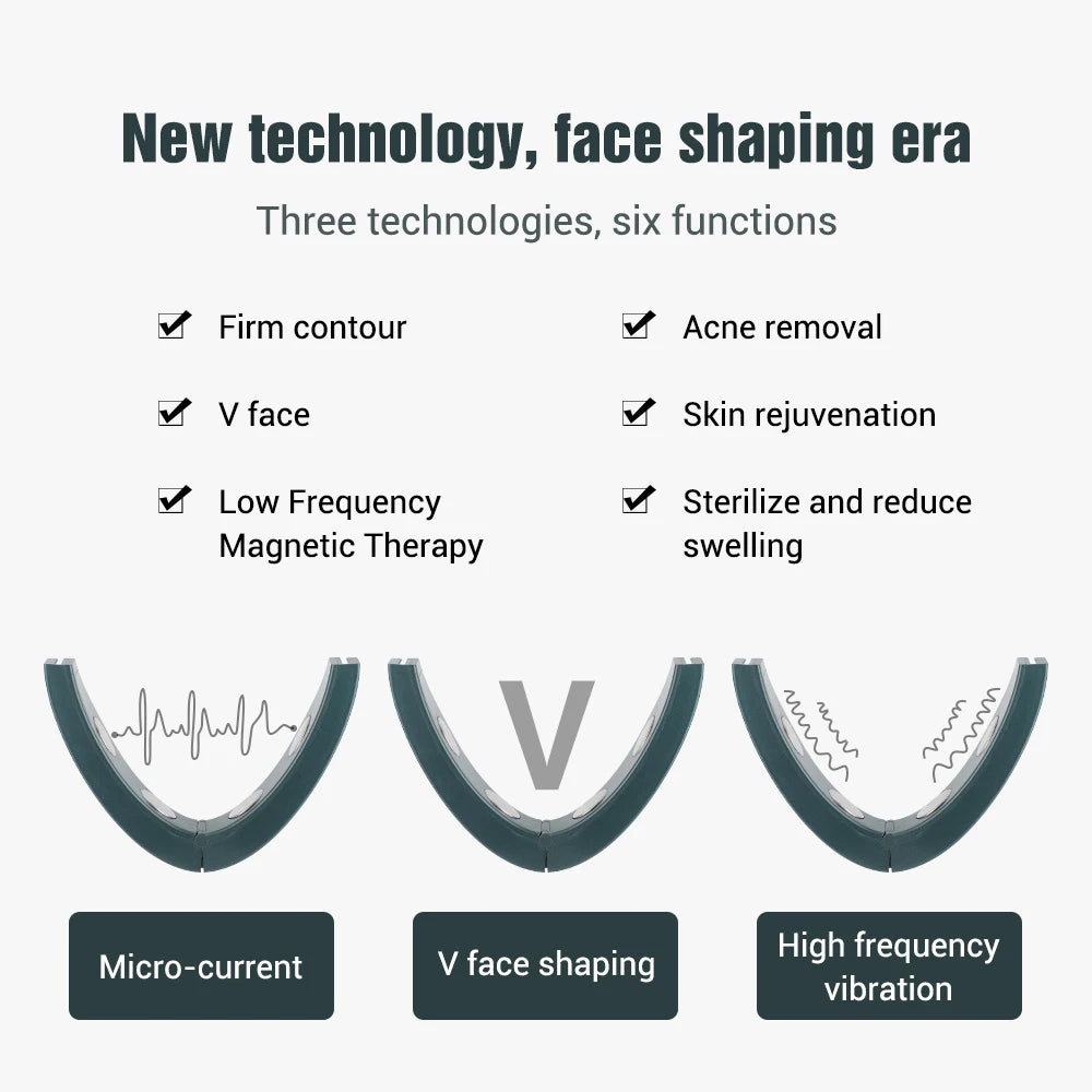 EMS V-Line Lift Belt & Facial Slimming Massager: Microcurrent & Heating Double Chin Remover and Jawline Sculpting Device