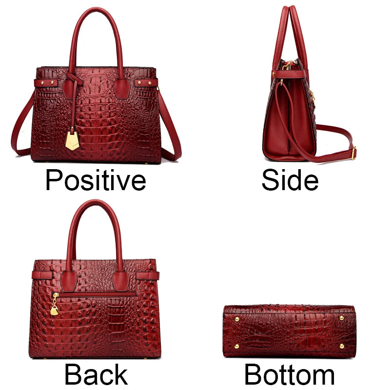 2024 Luxr Handbag Forury Leathe Women New Ladies Crocodile Pattern Shoulder Crossbody Bag Large Capacity Shopper Casual Tote Sac