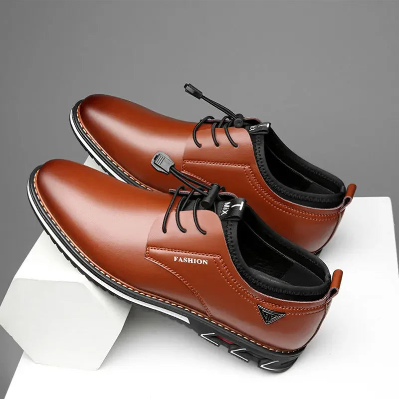 2024 New Men's Leather Shoes, Comfortable Cowhide Low-Top, British Style Casual, Formal Dress Shoes