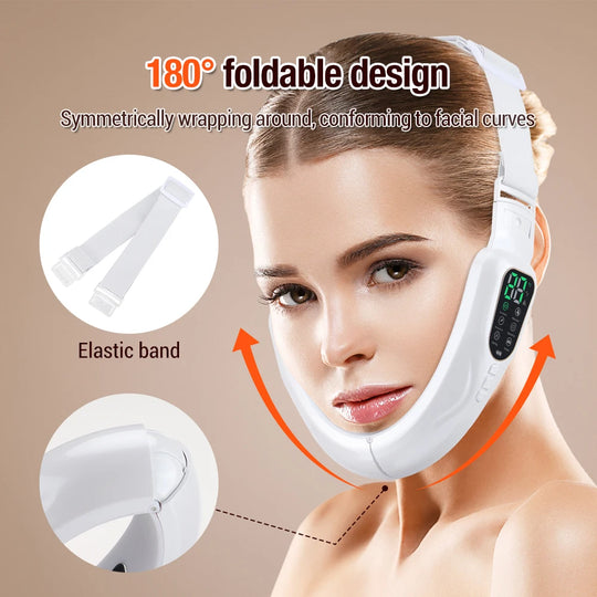 Heated EMS Microcurrent Facial Toning Device: Slimming Face Massager, Double Chin Eliminator & V-Line Lifting Belt for Jaw Sculpting