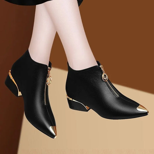 Women fashion boots  Short Boots Women Autumn and Winter High Heels 2022 New Metal Pointed Ankle Boots Thick Heel  boots women