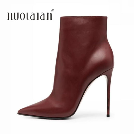 New Women Ankle Boots Sexy High Heels Designer Shoes For Women Motorcycle Boots Side Zipper Women's Ankle Botas Femininas