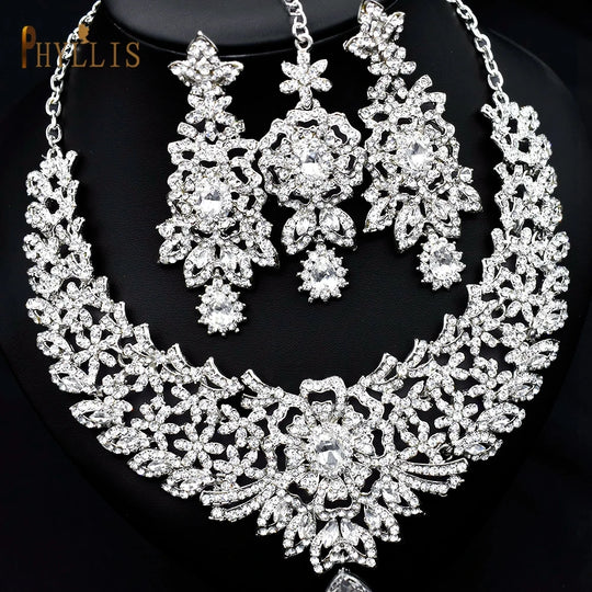 Wedding Forehead Chain Necklace Earrings Set Dubai Jewelry Set Gifts for Women Bridal Hair Accessories