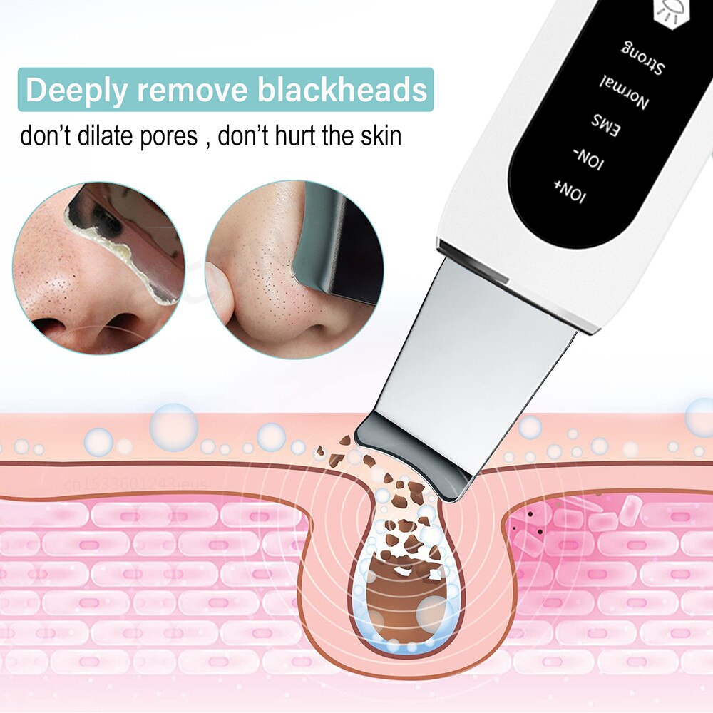 Ultrasonic Skin Scrubber Peeling Blackhead Remover Deep Face Cleaning Ultrasonic Ion Ance Pore Cleaner Facial Beauty Massage