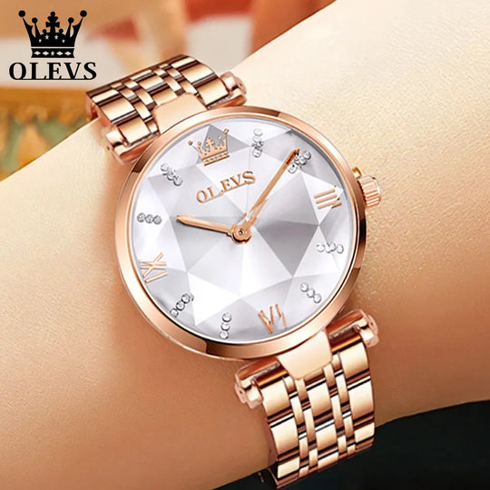 OLEVS Top Brand Luxury Fashion Women Watch Waterproof Stainless Steel Ladies Watches Casual Simple Dress Quartz Watch Gift Set