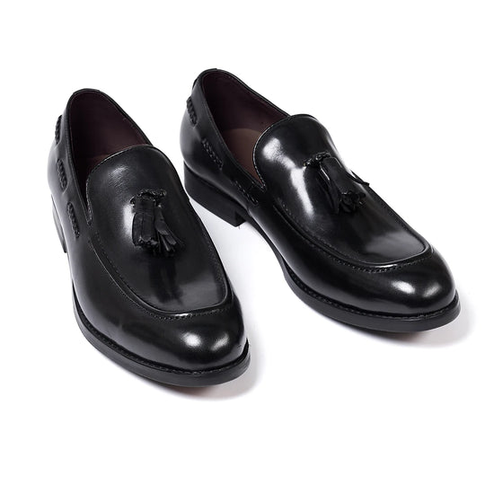 Classic Men's Tassel Loafers - Genuine Leather, Handmade Slip-On, Comfortable Casual Dress Shoes"