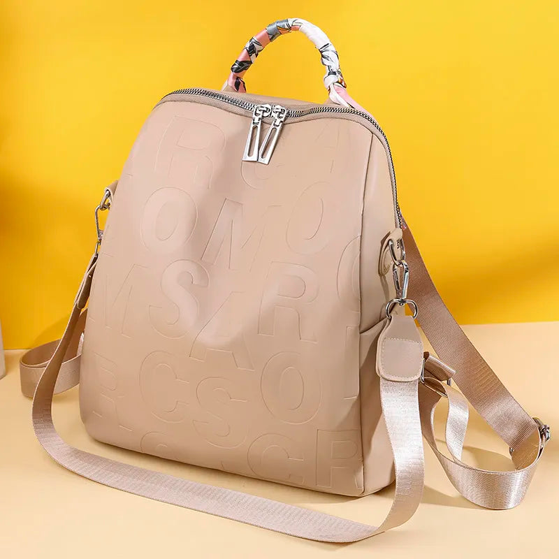 Designer Soft Leather Backpacks for Women: High-Quality Letter Motif Travel and Daily Use Bags