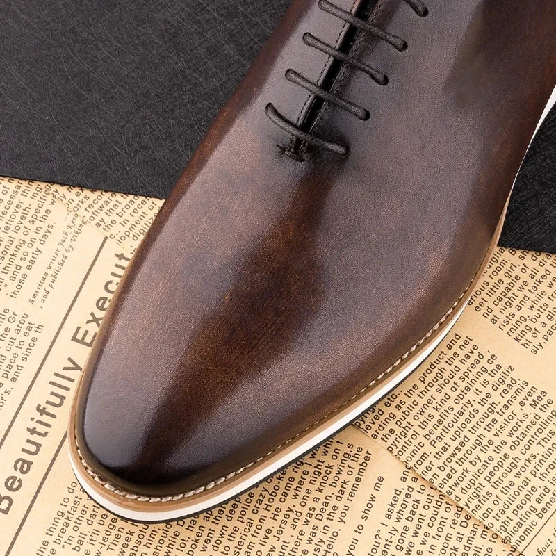 Casual Men Shoes Top Layer Genuine Cow Leather Business Sneakers Dress Luxury Handmade Free Shipping High Grade Brand  Men Shoes