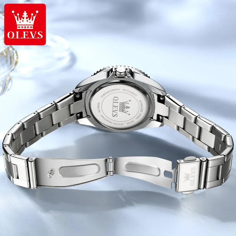 "OLEVS Women's Quartz Watch - Original Diamond Dial, Fashionable and Elegant, Stainless Steel, Waterproof Wristwatch for Ladies"