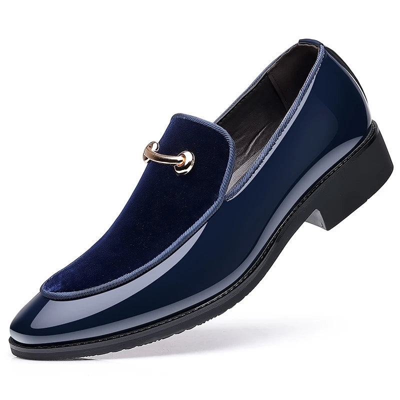 Men's Dress Shoe Elegant Italian  Slip on Loafers Male Point Toe Velvet Shoes