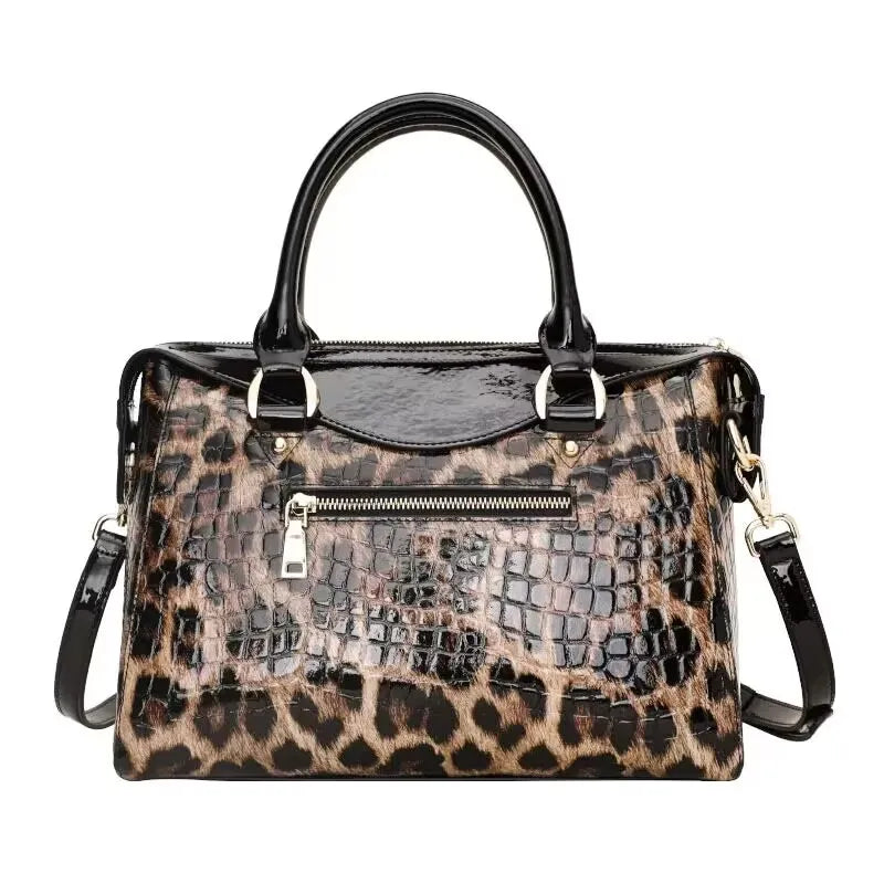 Aidrani Genuine leather women's bag, leopard print handbag, large-capacity scalp layer, cowhide one-shoulder crossbody briefcase Luxury Hand Bag